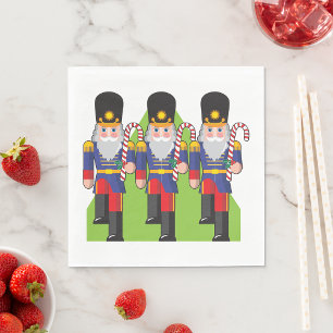 Festive Nutcracker Soldiers with Candy Canes  Napkin