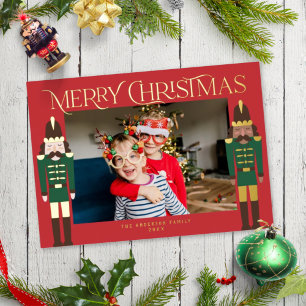 Festive Nutcrackers Christmas Frame Photo Foil Hol Foil Holiday Card