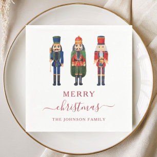 Festive Nutcrackers Script Christmas Napkin