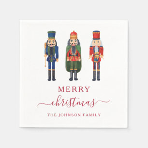 Festive Nutcrackers Script Christmas Napkin