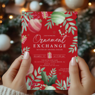 Festive Ornament Exchange Christmas Invitation