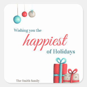 Festive Ornament Presents Christmas Square Sticker
