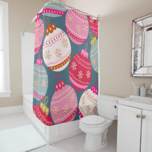 Festive Ornaments Christmas Shower Curtain