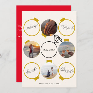 Festive Ornaments Merry and Engaged Holiday Card