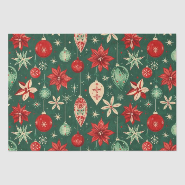Festive Ornaments Seamless Pattern Tissue Paper (Front)