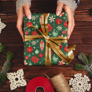 Festive Ornaments Seamless Pattern Wrapping Paper