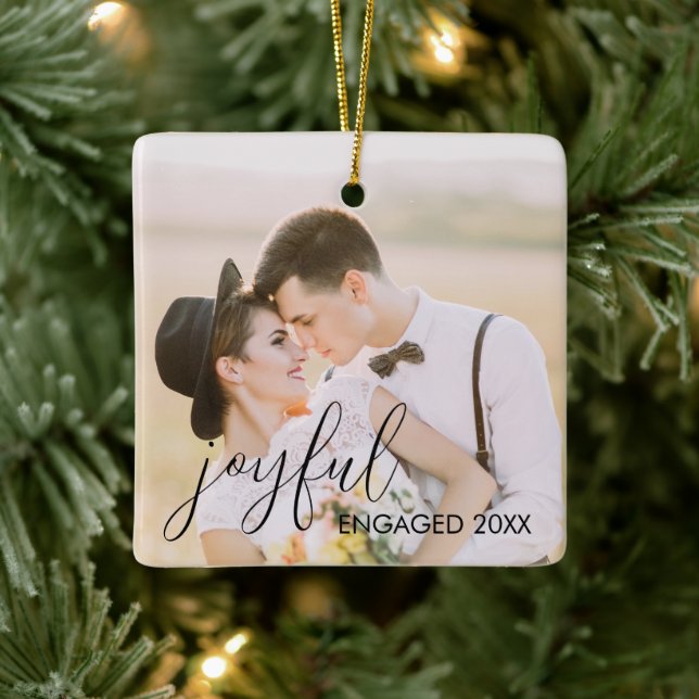 Festive Our First Christmas Engaged Gift Ceramic Ornament (Tree)