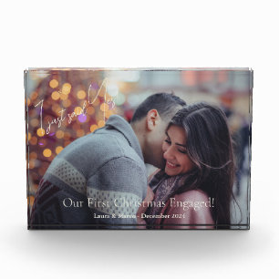 Festive Our First Christmas Engagement Photo Block