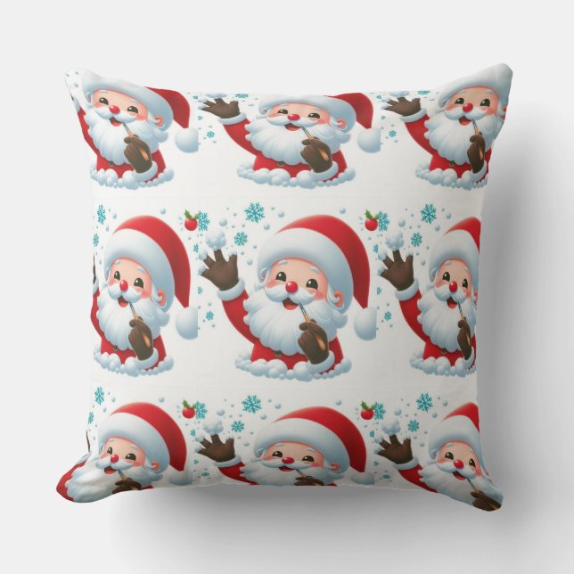 Festive Outdoor Santa Throw Pillow (Front)