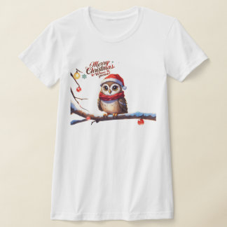 Festive Owl in a Santa Hat T-Shirt