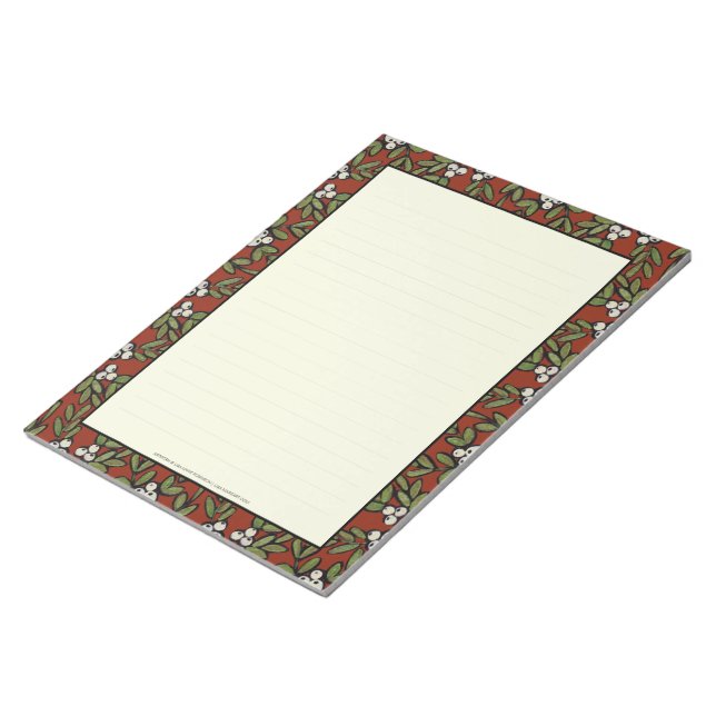 Festive Painted Mistletoe on Red Large Notepad (Angled)