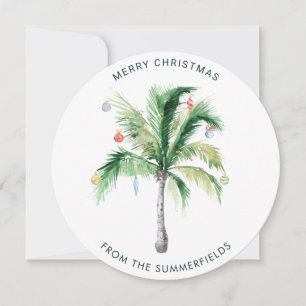 Festive Palm Tree Modern Family Christmas Holiday Card
