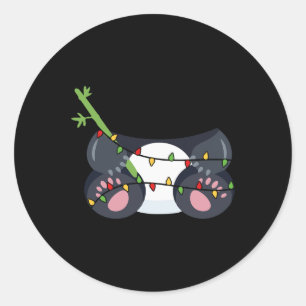 Festive Panda With Christmas Lights Costume Classic Round Sticker