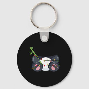 Festive Panda With Christmas Lights Costume Key Ring