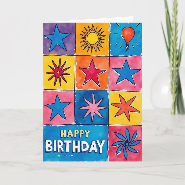 Festive Panel Birthday Card (Front)
