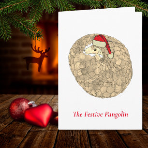 Festive Pangolin Endangered Species Xmas Animal Card
