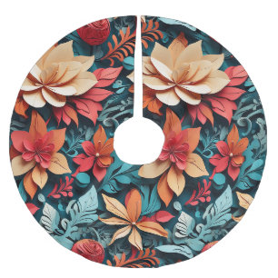 Festive Paper Bloom Wonderland Brushed Polyester Tree Skirt
