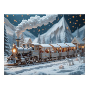 Festive Paper Locomotive Poster