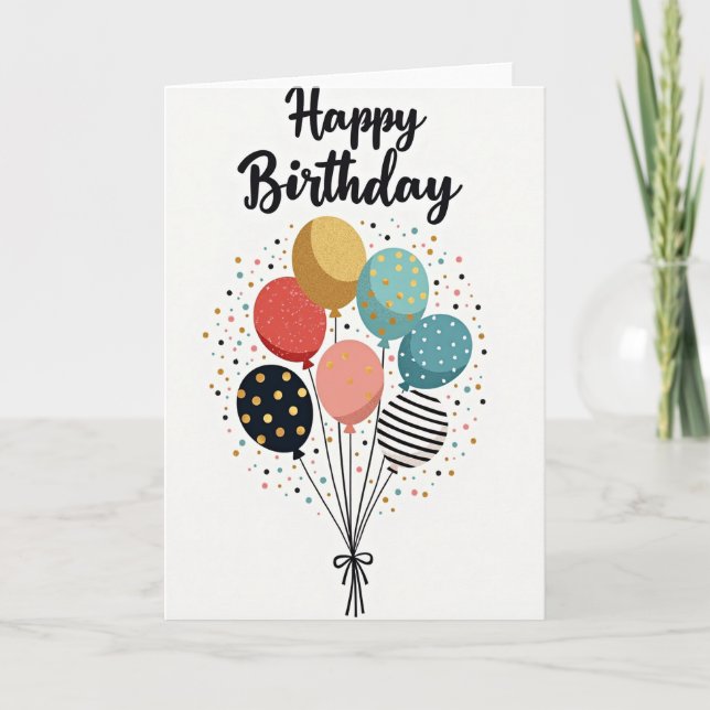 Festive Party Balloon Card (Front)