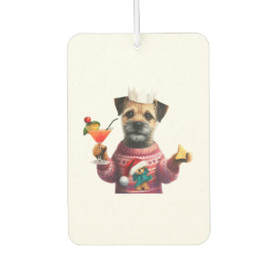 Festive Party Border Terrier   Car Air Freshener