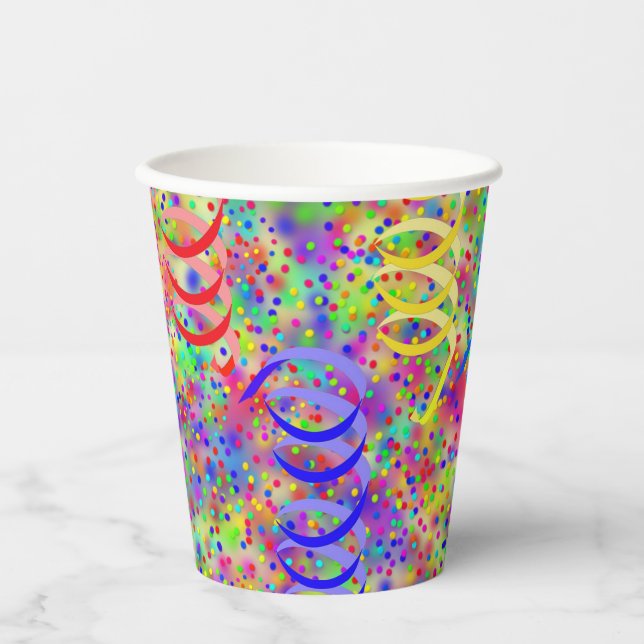 Festive Party Confetti Pattern Paper Cups (Front)