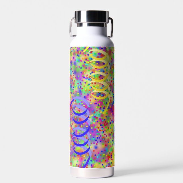 Festive Party Confetti Pattern Water Bottle (Front)
