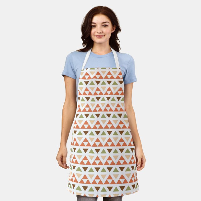 Festive Pastel Geometric Triangles Pattern | Apron (Worn)