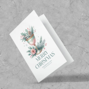 Festive Pastel Mint & Pink Christmas Chalice Card
