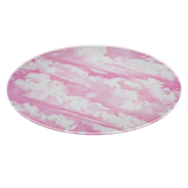 Festive Pastel Pink happy Clouds Cutting Board (Corner)