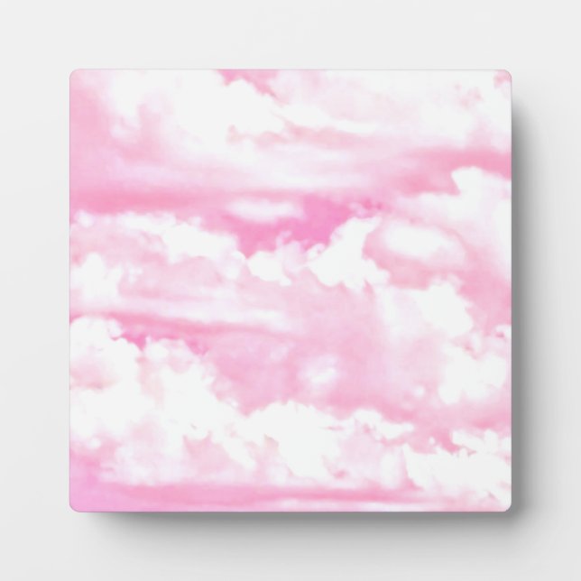Festive Pastel Pink happy Clouds Plaque (Front)