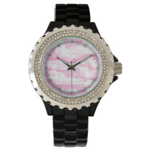 Festive Pastel Pink happy Clouds Watch