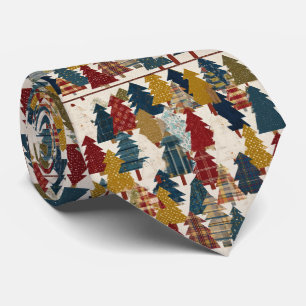 Festive Patchwork Christmas Tree Pattern (2) Tie