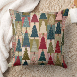 Festive Patchwork Christmas Tree Pattern (3) Cushion