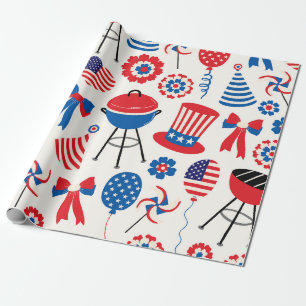 Festive Patriotic Fourth of July Celebration Wrapping Paper
