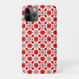 Festive Pattern of Red and White Snowflakes iPhone 11 Pro Case