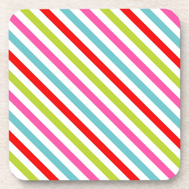Festive Pattern – Retro Holiday Stripes Coaster (Front)