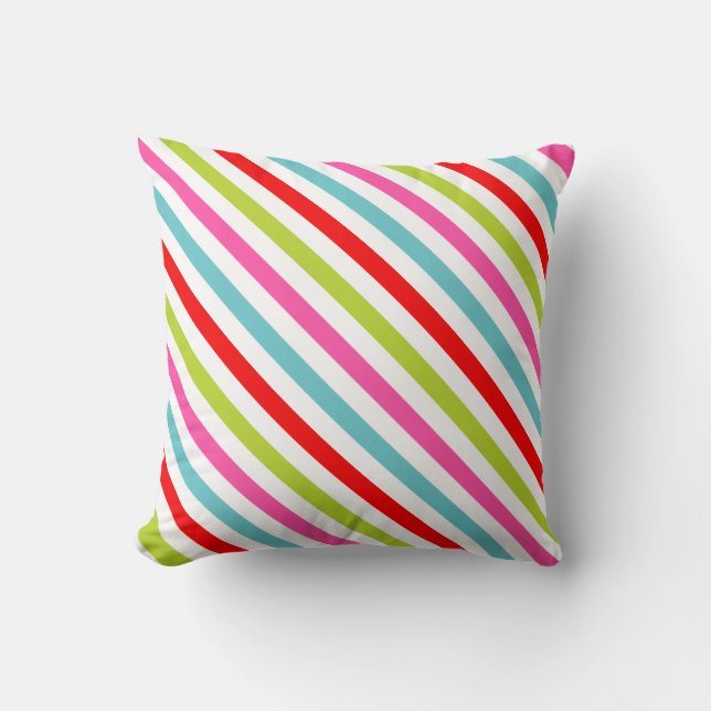 Festive Pattern – Retro Holiday Stripes Cushion (Front)