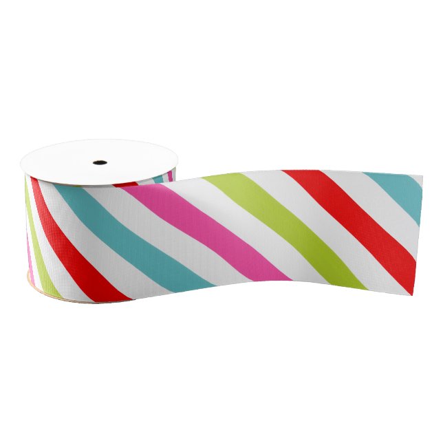Festive Pattern – Retro Holiday Stripes Grosgrain Ribbon (Spool)