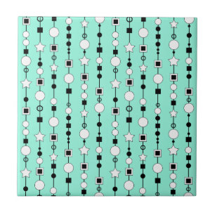 Festive pattern with string beads and jewelry star ceramic tile