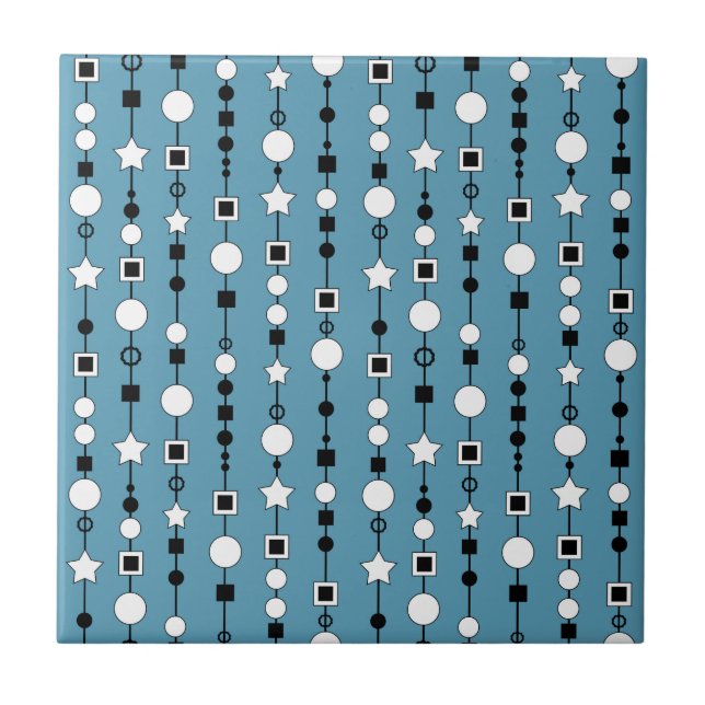 Festive pattern with string beads and jewelry star ceramic tile (Front)
