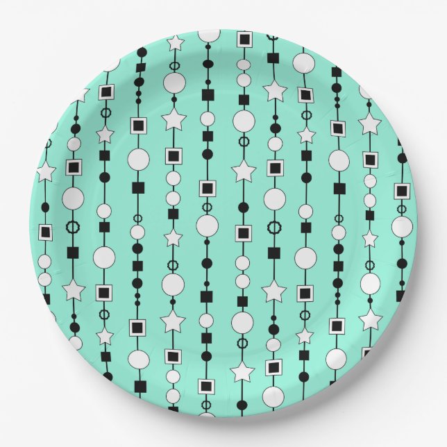 Festive pattern with string beads and jewelry star paper plate (Front)