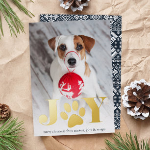 Festive Paws   Pet Photo Foil Holiday Card