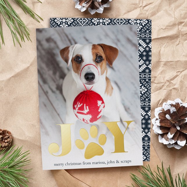 Festive Paws | Pet Photo Foil Holiday Card (Creator Uploaded)