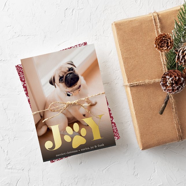 Festive Paws | Pet Photo Foil Holiday Card (Creator Uploaded)