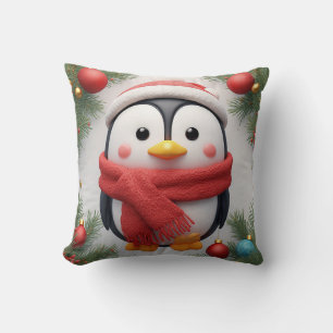  Festive Penguin Decorated With Holiday Ornaments Cushion