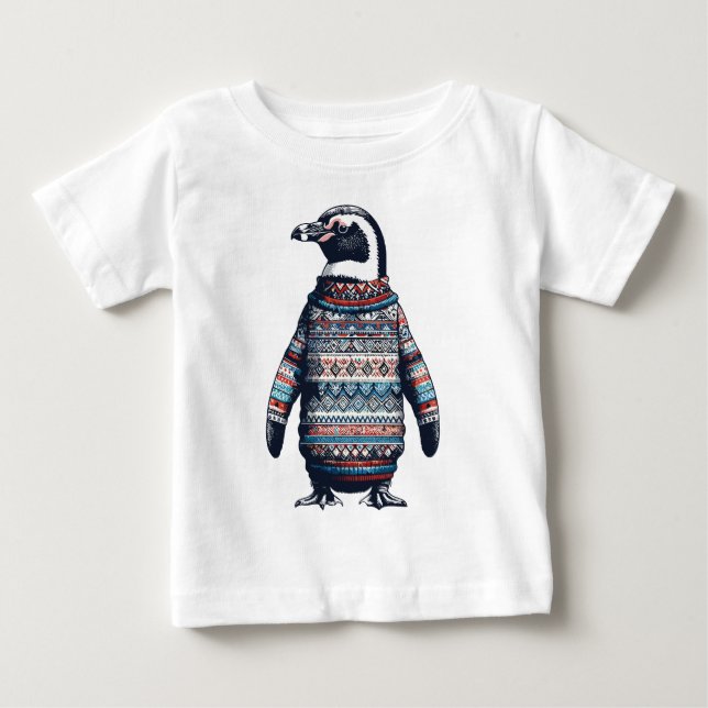 Festive Penguin in a Colourful Sweater (Front)