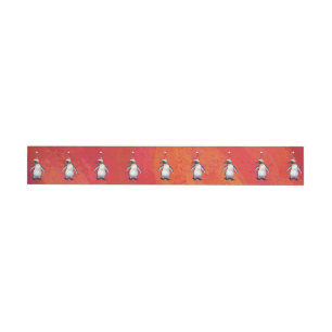 Festive Penguin in a Santa Hat Pattern Wraparound Address Label