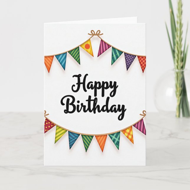 Festive Pennant Birthday Card (Front)