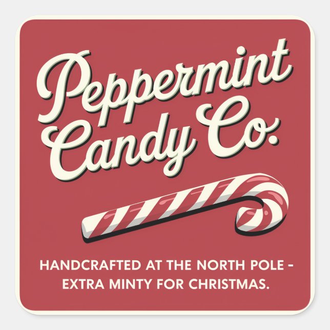 Festive peppermint candy Christmas  Square Sticker (Front)