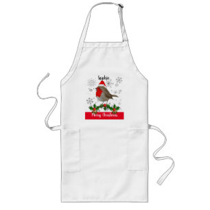 Festive Personalised Christmas Robin Apron